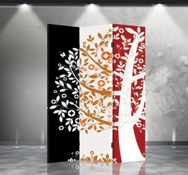 Thy Home Double-Sided Spruce Frame Room Divider - 71"H x 16"W Fade-Resistant Money Tree Print, Photo Display, Lightweight Indoor Furniture, Home Decor for Dividing a Room Space, Hiding Unsightly Areas, Redirecting Foot Traffic