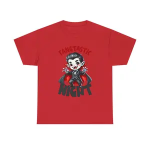 ChickorTreat Fantastic Night Halloween Unisex Tee Vampire Graphic T-Shirt Spooky Apparel for Men & Women Halloween Party Outfit Comfortable All Seasons Crew Neck Design