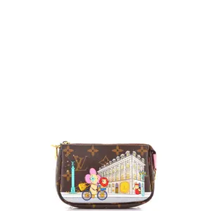 Pre-owned Louis Vuitton Canvas Coated Clutches & Wristlets Pochette Accessoires Limited Edition Vivienne Xmas Monogram Canvas Mini by Rebag