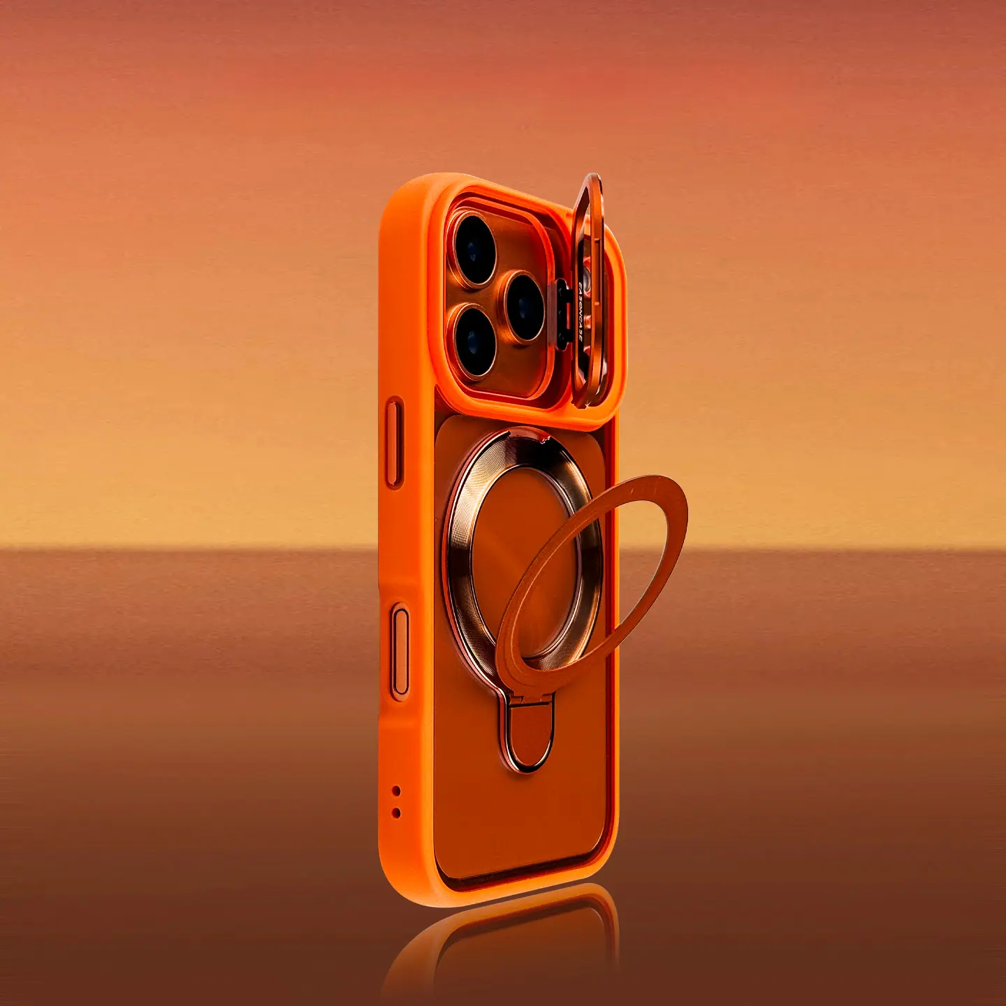 360-Rotating 5-Metal Pivot Stand Protective Casing for iPhone 17, iPhone 17 Pro Max - Customized Shockproof Smartphone Cover, Handheld Accessory
