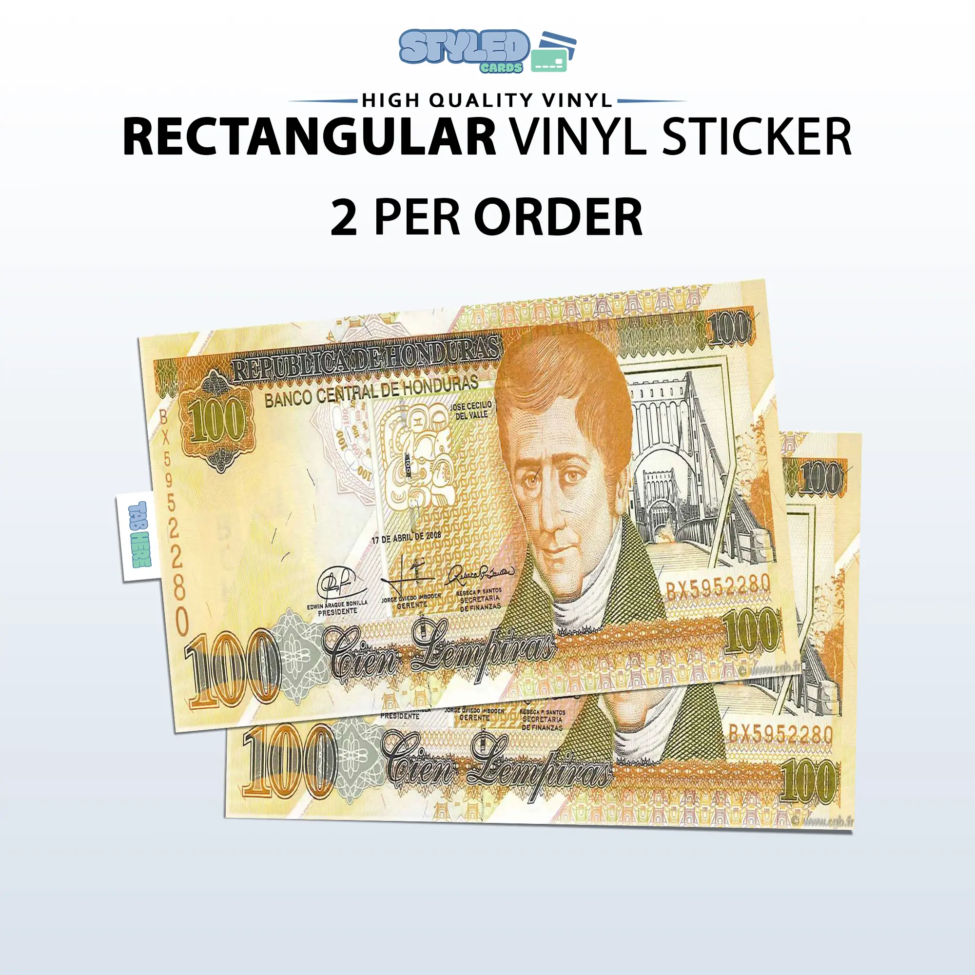 100 LEMPIRAS rectangular vinyl sticker
