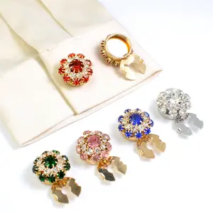 Fashion Pearl Glitter Rhinestones Sparkle Shirt Sleeve Buttons, Floral Collar Studs, Elegant Button Covers for Shirts & Blouses