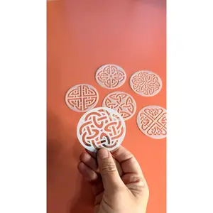 Celtic Coins round polymer clay art stencil texture