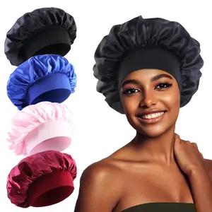 4pcs/LOT Women's Satin Solid Sleeping Hat Night Sleep Cap Hair Care Bonnet Nightcap For Women Men Unisex Cap bonnet