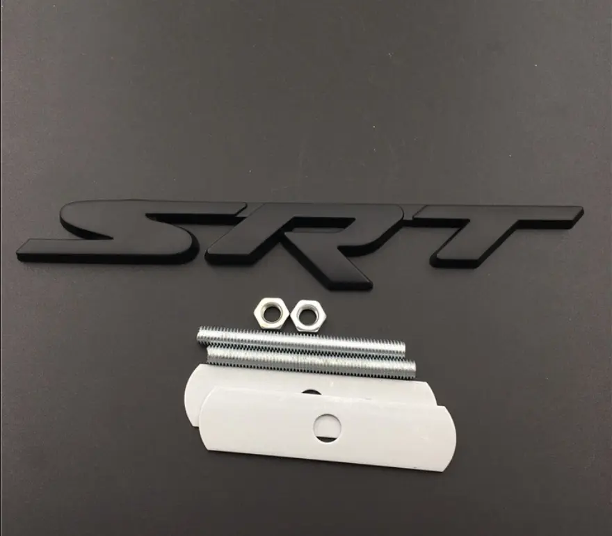 SRT 3D Metal Grille Logo Emblem Nameplate, Car Exterior Sticker Accessory for Hellcat Charger, Challenger, JEEP Grand Cherokee Vehicles, Car Accessories