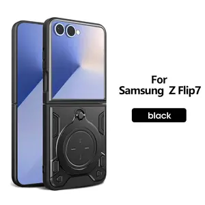 Case For Samsung Galaxy Z Flip7 Magnetic Slide Camera Protection  Z Flip6 Flip5 Cover 360 Rotate Kickstand Armor Ring Funda Capa