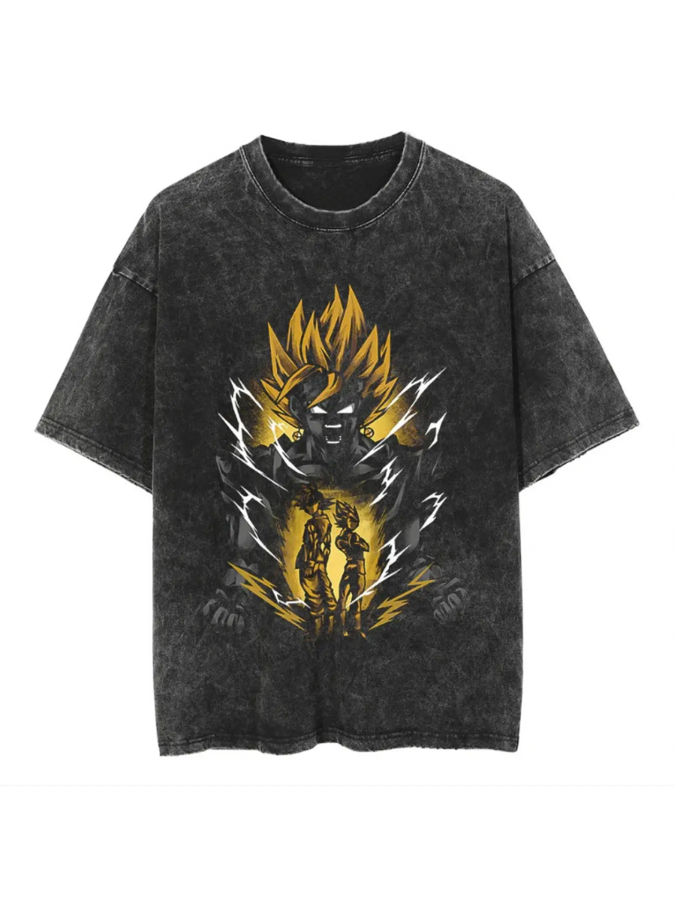 Gogeta Super Saiyan Anime T-Shirt, Vintage Washed Graphic Tee, Japanese Shonen Streetwear, Perfect Gift Cool Shirts,Graphic Washed Oversized Tees for Men & Women,Summer Round Neck Short Sleeve ,Sports Shirt,Workout T-shirt