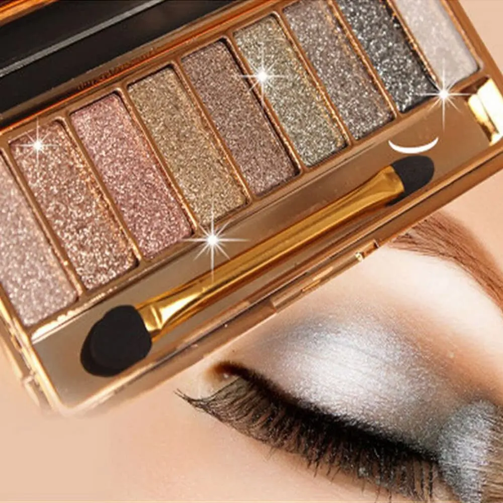 Glitter Eyeshadow Pallet Makeup Sets, 9 Colors Shimmer Sparkle Eyeshadow Palette Diamond Bright Makeup Shimmery Sparkly Glittery Highly Pigmented Waterproof Long-lasting Eye Shadow Palette