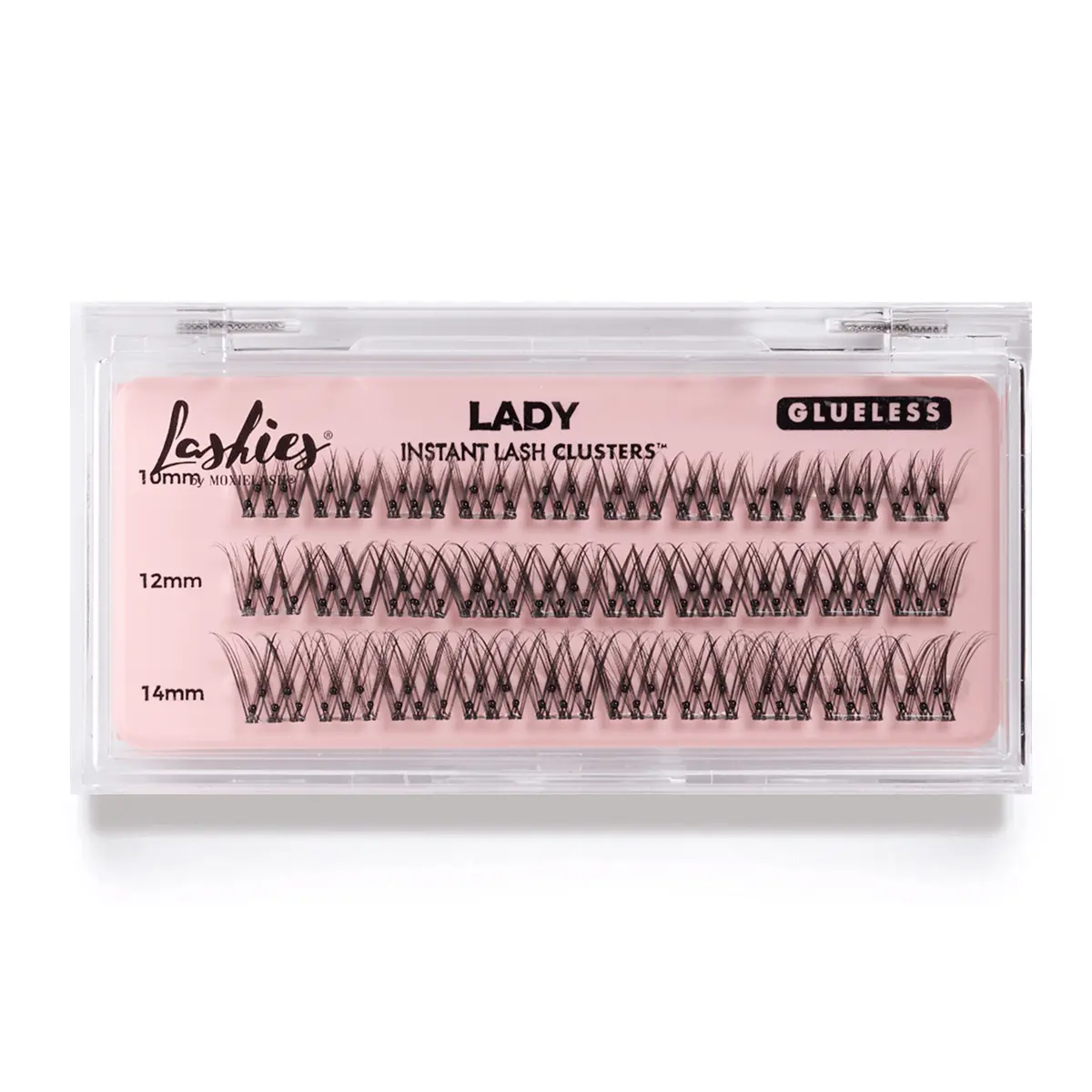 MoxieLash Lady Glueless Lash Clusters 30 Pack - Soft Glam Definition, DIY Lash Extensions 10/12/14mm, No Glue Needed