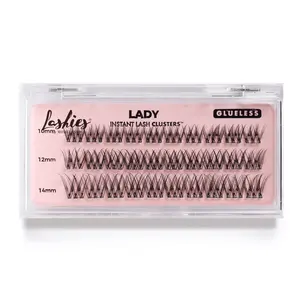 MoxieLash Lady Glueless Lash Clusters 30 Pack - Soft Glam Definition, DIY Lash Extensions 10/12/14mm, No Glue Needed
