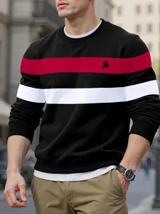 Men's Fitted Pullover Sweater, Long Sleeve, Knight Embroidery Design, Comfortable Durable Knit Fabric, Casual Style for Fall & Winter Seasons