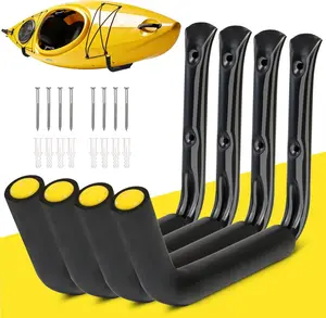 Heavy Duty Garage Storage Hooks -120 LB Capacity, 4packs, 15" Wall Mounted Rack for Hanging Kayak, Paddle Board, Ladders, Bikes Enforced Kayak Storage Hanger