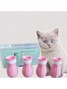 4 Pcs Anti-Scratch Boots Cat Foot Cover, Adjustable Prickly Anti-Off Silicone Cat Paw Protector Shoes, Multifunctional For Bathing Shaving