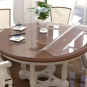 45 Inch Round Clear Table Cover Protector, 2mm Thick Upgraded Version, Unshrinkable Non-Slip Waterproof Oil Proof Plastic Tablecloth Protector for Dining Table Office Desk Living Room Table