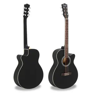 Ktaxon Glarry GT501 40 inch Spruce Front Cutaway Folk Guitar with Bag & Board & Wrench Tool Black