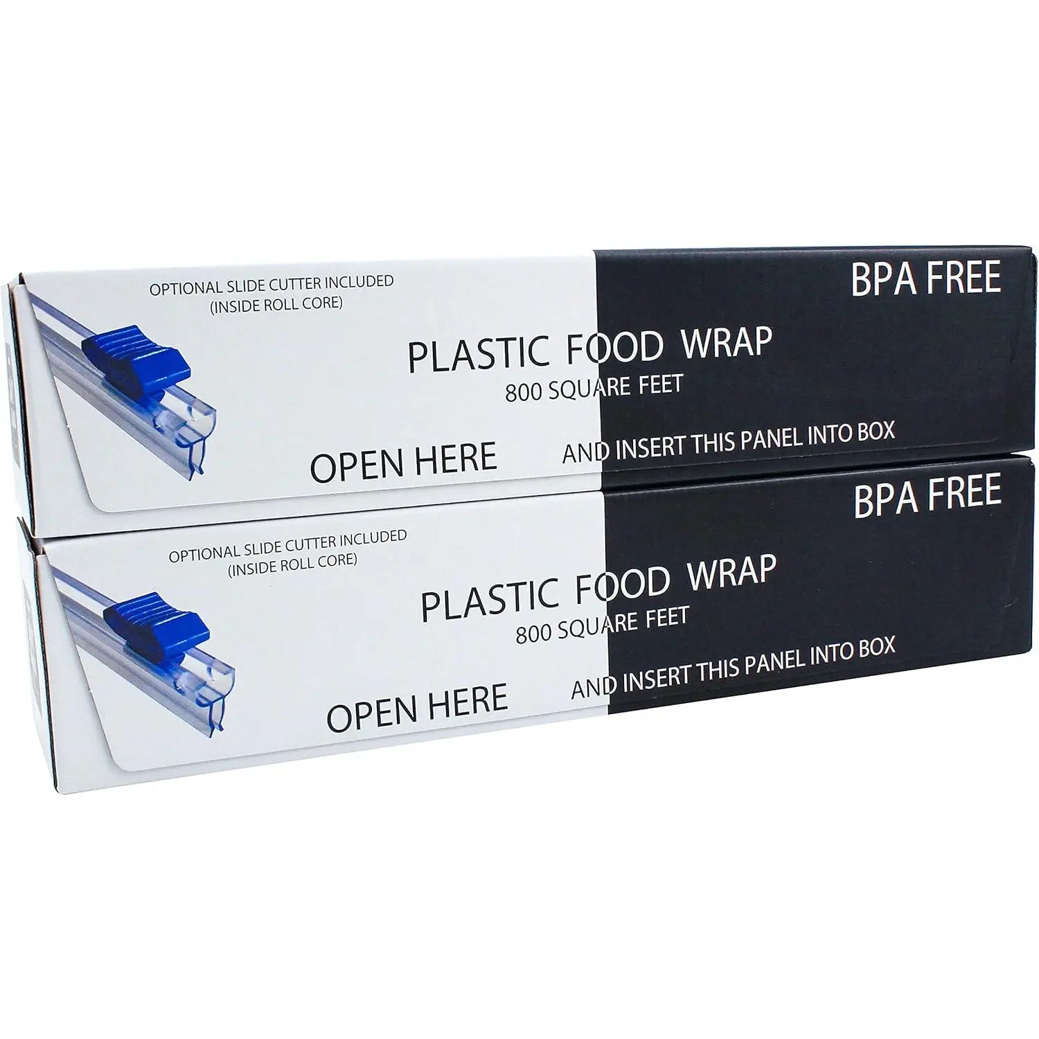 Plastic  Wrap- 1600 SQ. FT. (2 Pack of 800 Sq. Ft.) , Optional Slide  Included, Extra Cling And No Mess