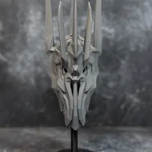 Sauron Helmet Statue Lord of The Rings 3D Printed for Collection - Menacing Design, 10in Size, Ideal for Collectors Decor