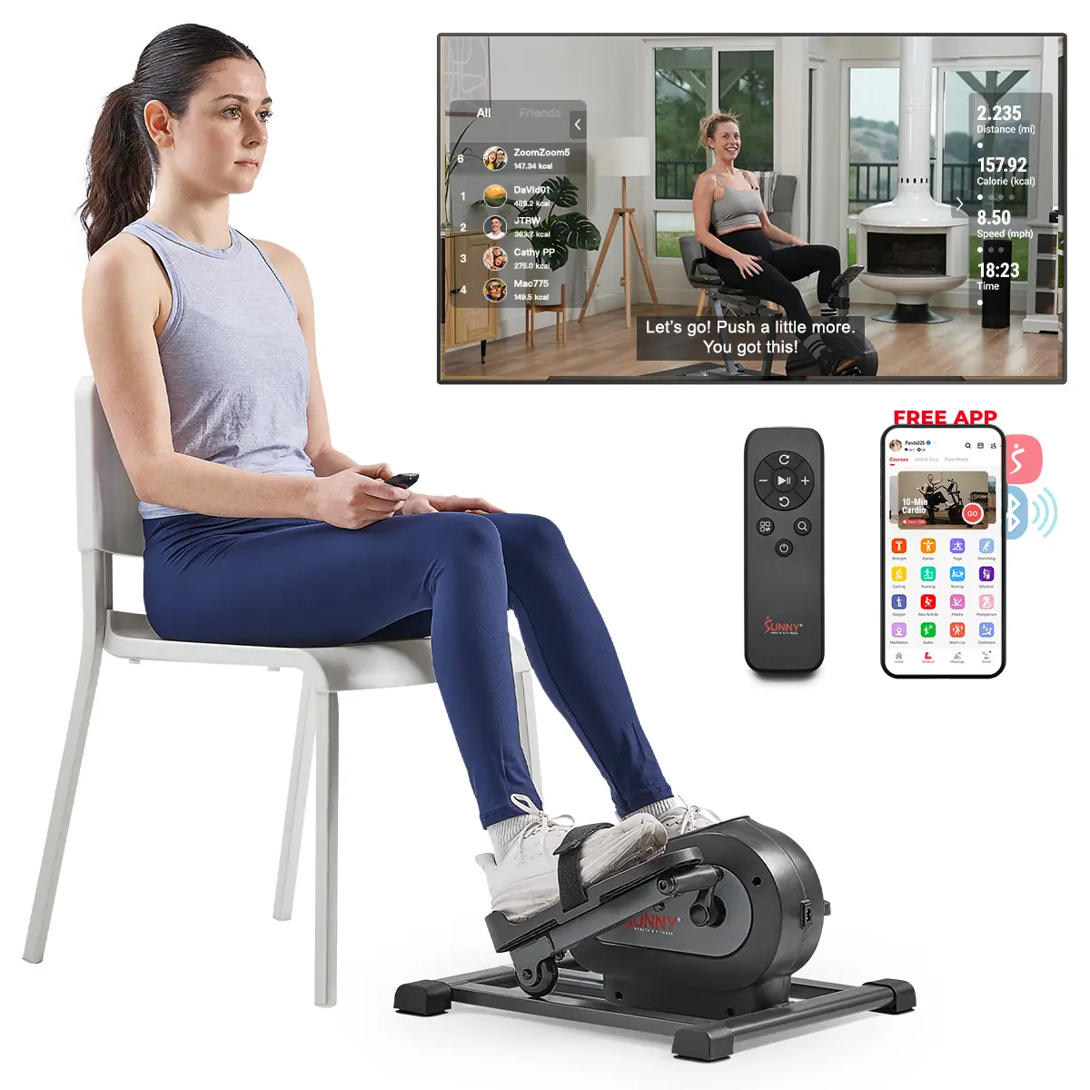 Sunny Health & Fitness Motorized Mini Elliptical with 18 Speed Levels & Remote Low Impact Exercise for Seniors Underdesk Fully Assembled Anti-Slip Pedals Sunny Health & Fitness Motorized Mini Elliptical with 18 Speed Levels & Remote Low Impact Exercise for Seniors Underdesk Fully Assembled Anti-Slip Pedals