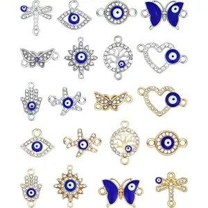 20 Assorted Evil Eye Connector Rhinestone  Charms for DIY  Necklace Bracelet Crafts Making (, )
