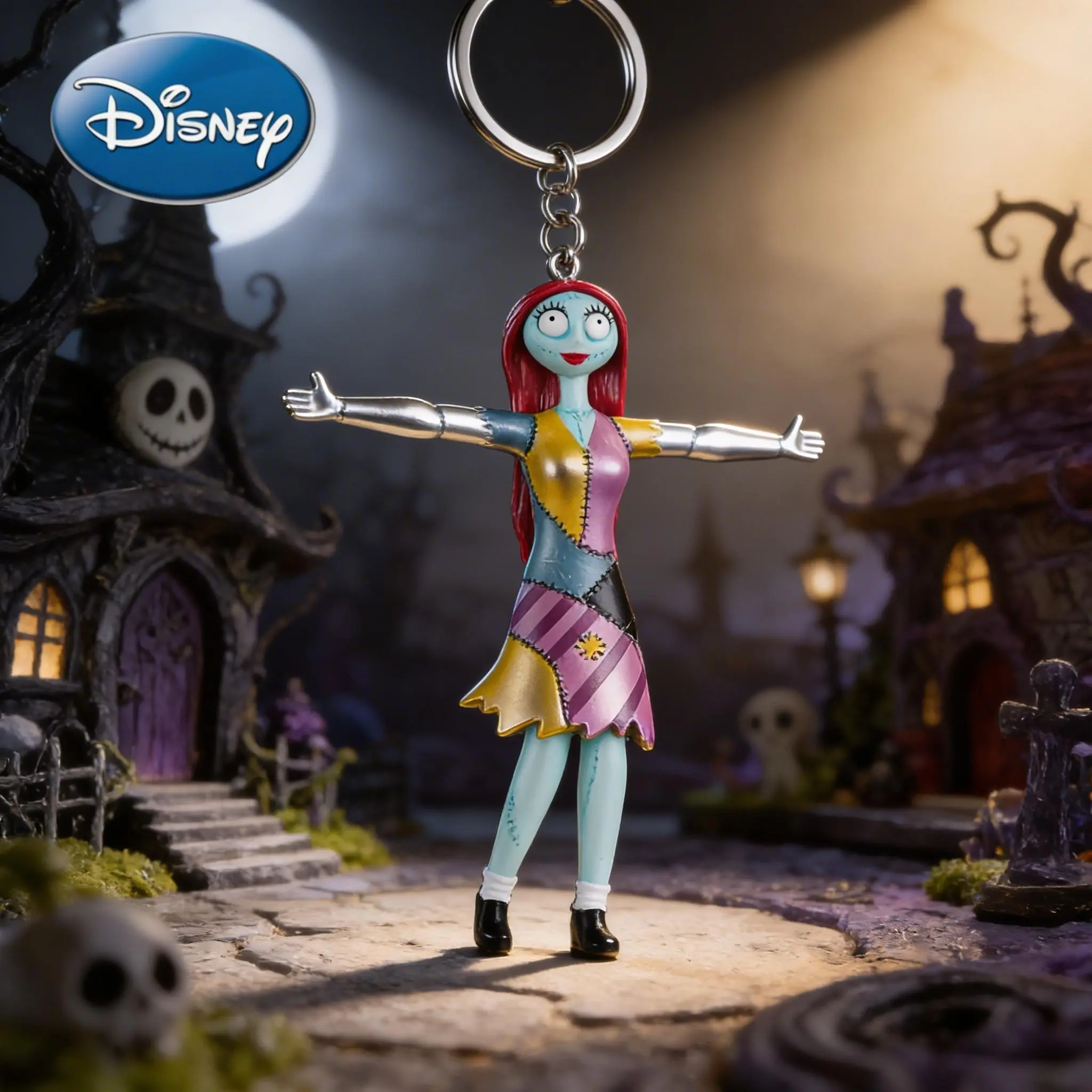 The Nightmare Before Christmas Officially Licensed PVC Keychain Anime Figure Keychain Sally Figurine Bag Clip Charms Backpack Decor Collector Keyring 1Pc Disney