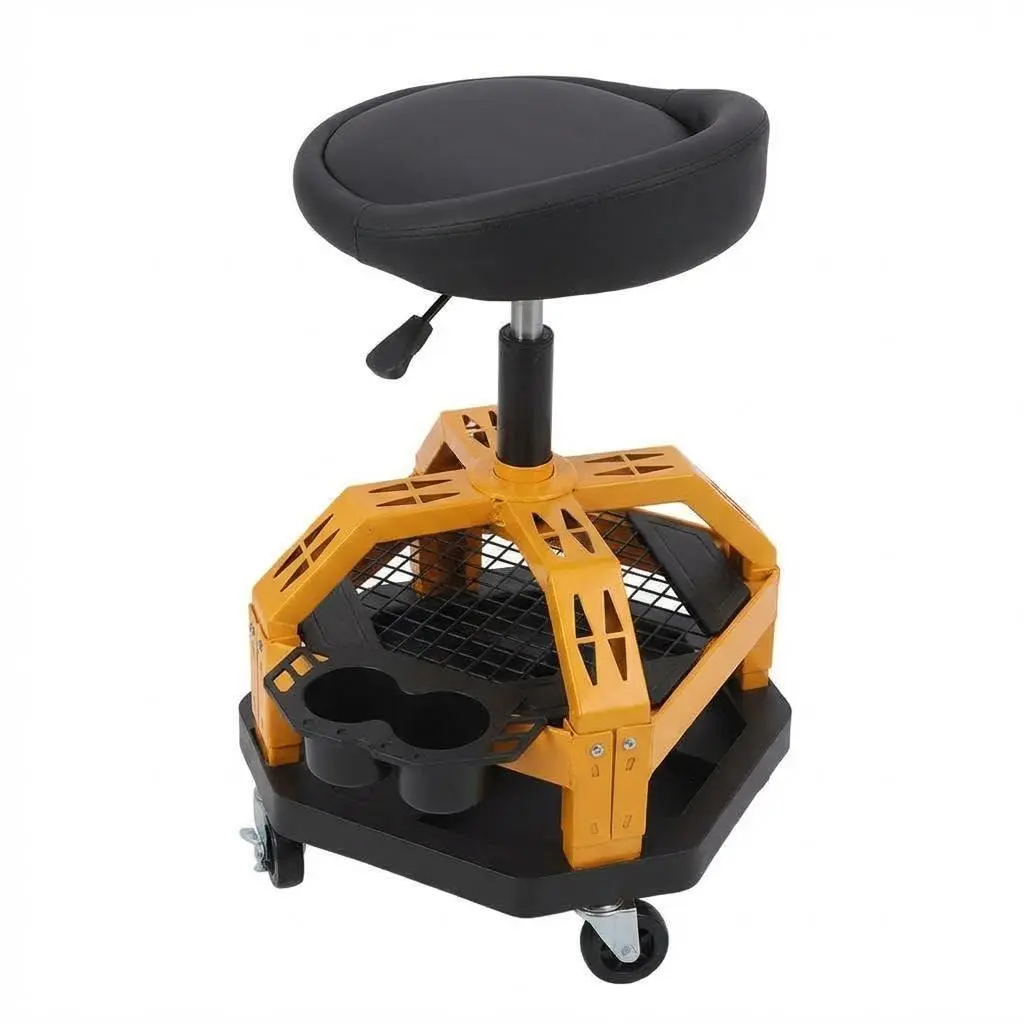 Low Back Bar Stool Rolling Garage Creeper Seat, Adjustable Workshop Stool on Wheels, Mechanic Car Creeper Stool, Tattoo & Salon Rolling Chair, 360° Swivel Garage/Shop Seat
