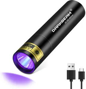 Flashlight UV Black Light 395 NM, Mini but Powerful USB- C LED Rechargeable Woods Lamp, Ultraviolet Flashlights for Pet Dog Urine, Stains Detection/Resin Curing/Fluorescent Agent