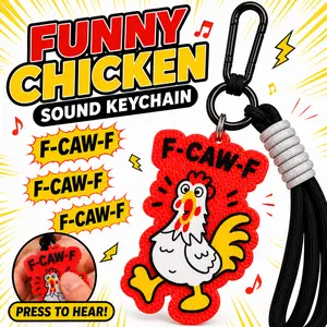 F-CAW-F Funny Chicken Sound Keychain, Cute Cartoon Chicken Bag Charm with Carabiner