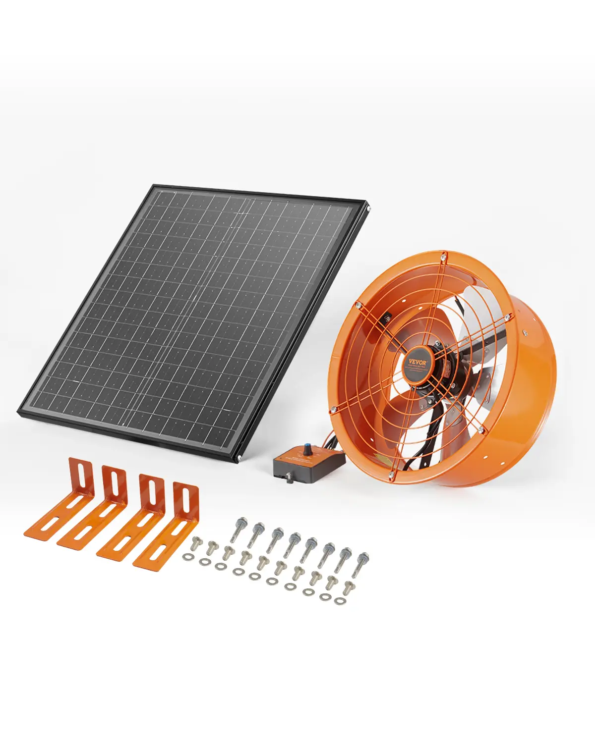 VEVOR 14-Inch Solar-Powered Gable Mount Fan with 14-Inch Bracket, Steel Housing, Adjustable Temp Control, Outer Mesh, 1300 CFM, Energy-Efficient Corrosion-Resistant Durable Quiet Ventilator for Roof, Garage (1850 Sq.Ft Stay Cool Cooling Solutions)#BacktoS