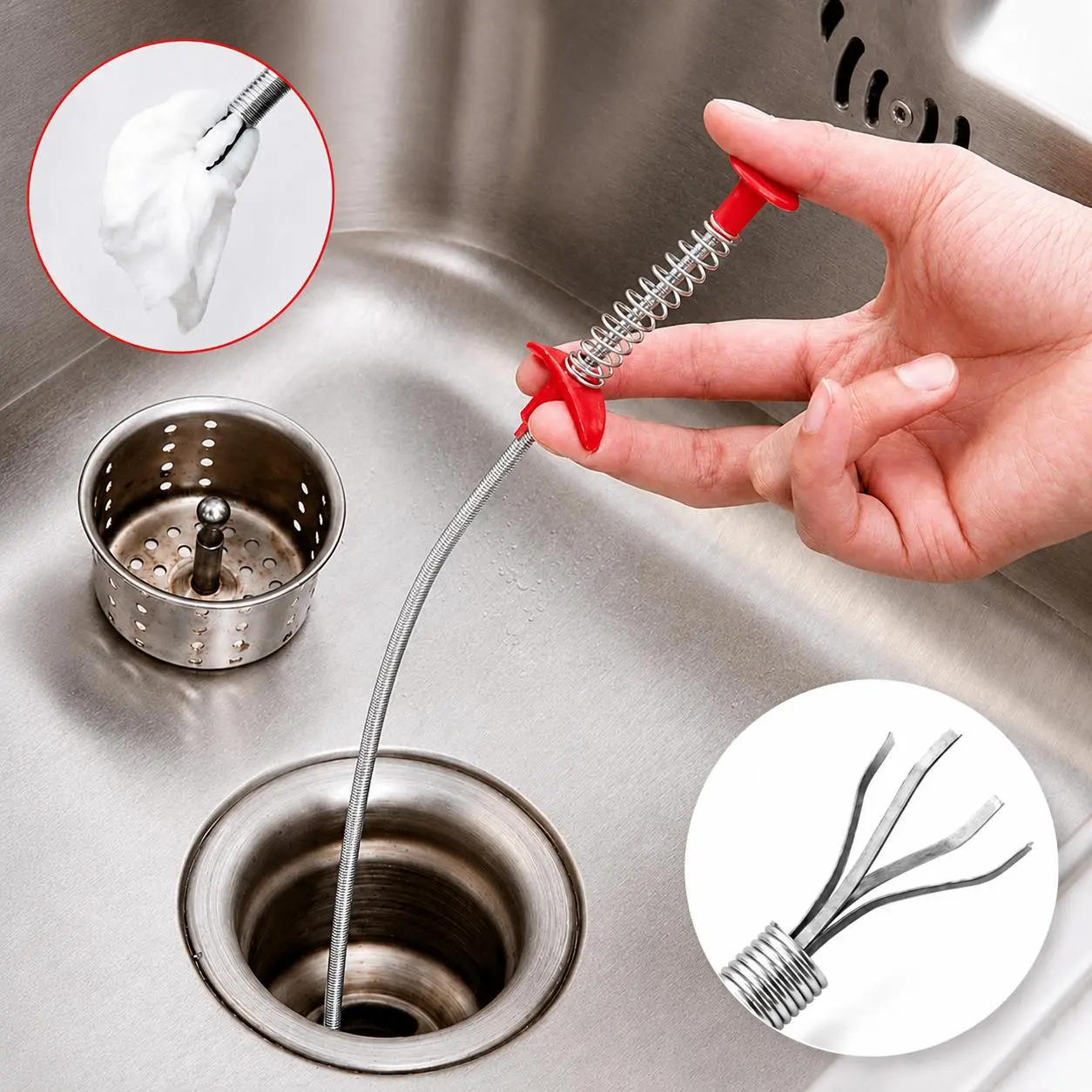 Drain Snake, Drain Clog Remover - Gutter Cleaning Tools Drain Cleaner for Toilet Sewer Shower Kitchen Bathroom Tub Clogged Drains Opener Cleaning Drainage Tools Tool, Flexible Grabber Claw Pick Up Reacher