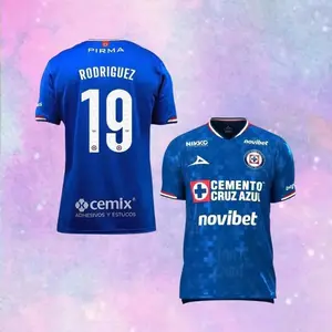 ALL OVER PRINT | Men's Carlos Rodriguez #19 Cruz Azul Home Jersey 2526 Blue – Liga MX Soccer Replica Shirt, Mexico Football Fan Apparel Gift