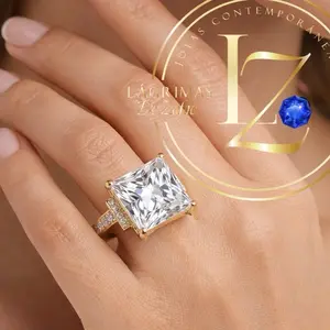 COD#1032  Big Clear Zircon Ring for Special Occasions with Elegant Design and Sparkling Stone