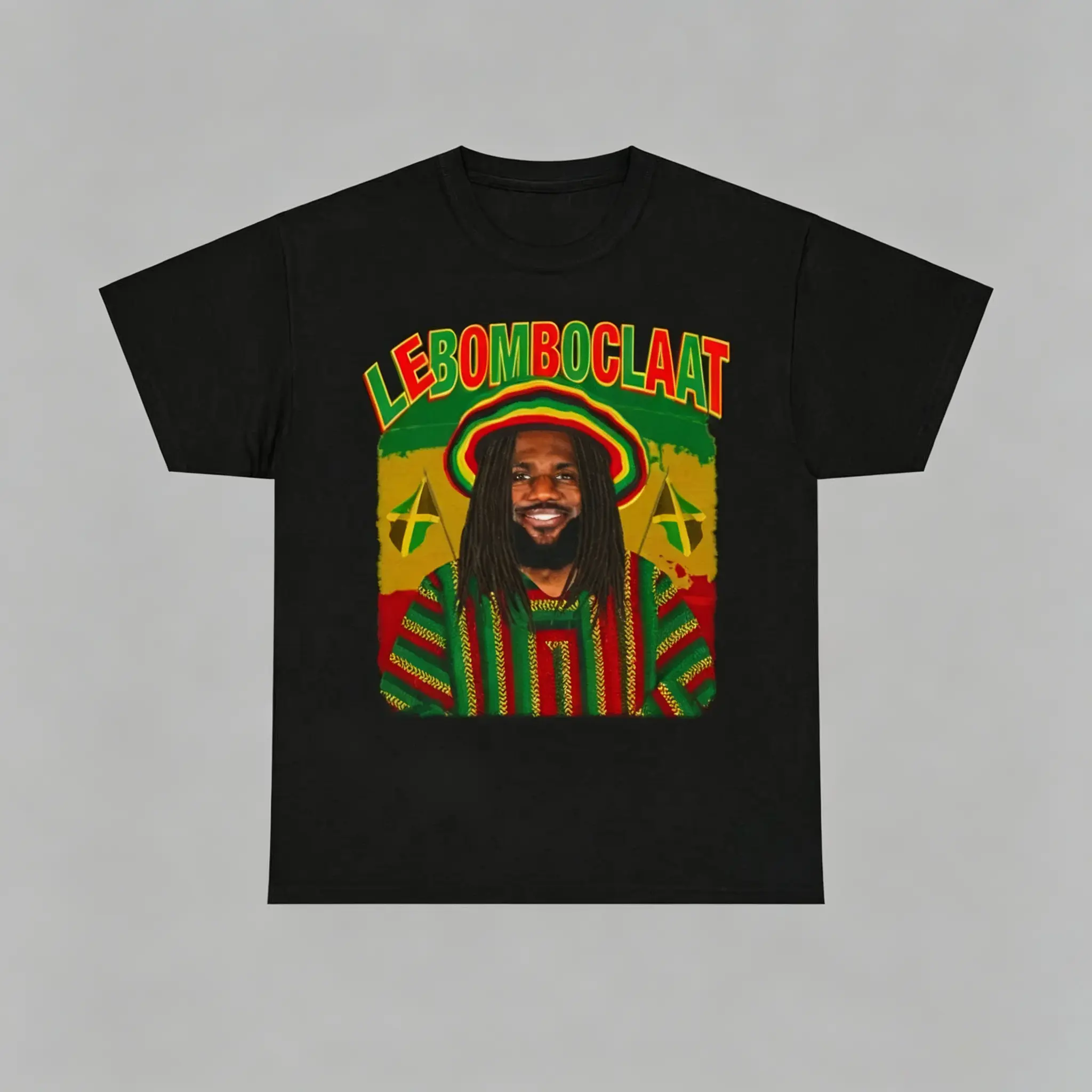 Funny Meme Lebronn Lebomboclaat James Graphic Tshirt Funny Nigeriann Genz Tea Unisex Shirt-Reggae Culture Aesthetic Graphic T-Shirt Hoops Satire Streetwear Top Vintage Rasta Tri Color Art Premium Heavyweight Cotton Black Crewneck Unisex