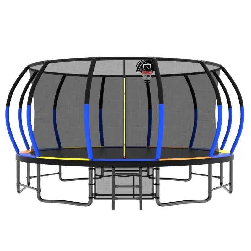 16FT Heavy-Duty Recreational Trampoline for Kids and Adults, Colorful Outdoor Workout Equipment with Safety Net Enclosure and Ladder, 1320 LBS Capacity, Outdoor Trampoline, Home Workout Equipment, Fitness Equipment