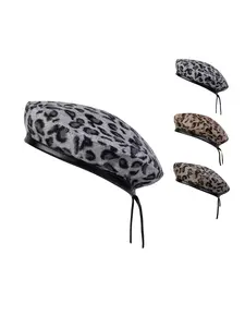 Unisex Leopard Print Beret Hat, Adjustable Sun Protection Casual Cap, Fitted Design for Spring & Fall, Outdoor Travel Beach Vacation