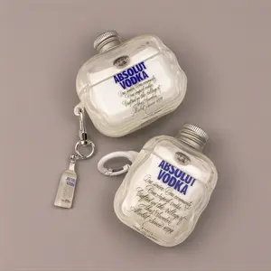Creative 3D Bottle Cap Earbud Case Novel Vodka Design Protective Cover Compatible with Wireless Earbuds Gen 3/4 Pro Pro 2