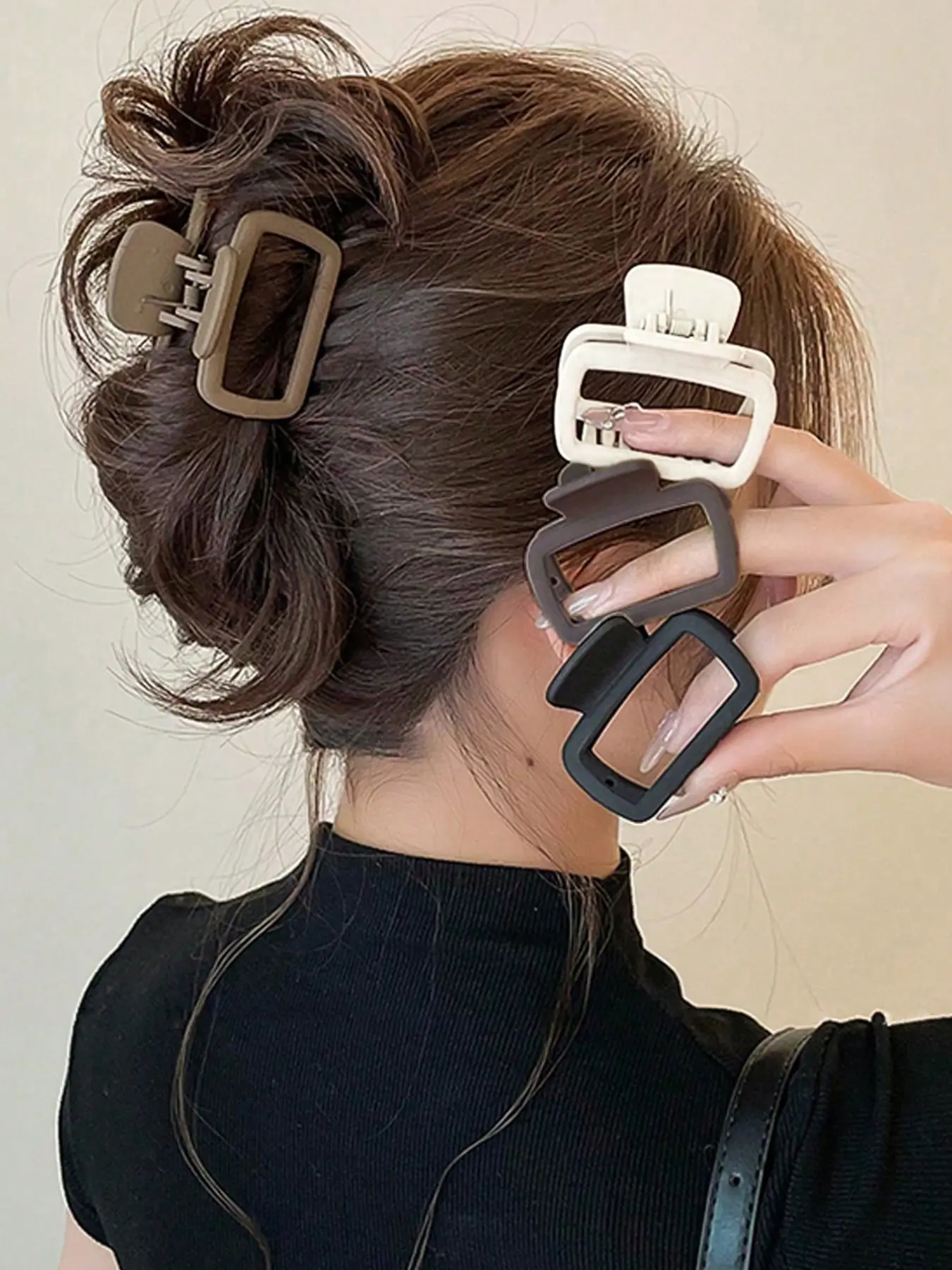 Solid Color Hair Claw, Elegant Cute Hair Accessories for Women & Girls, Headwear for Thick Hair, Fashion Hair Accessories for Party, Daily, Flat Claw Clips, Hair Claws Set