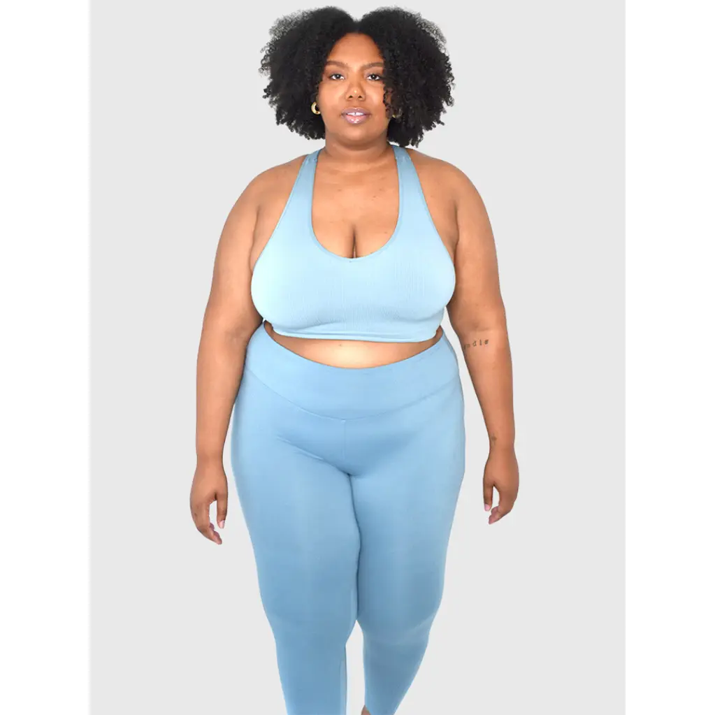 (Plus) Ribbed Cropped Tank Dusty Teal