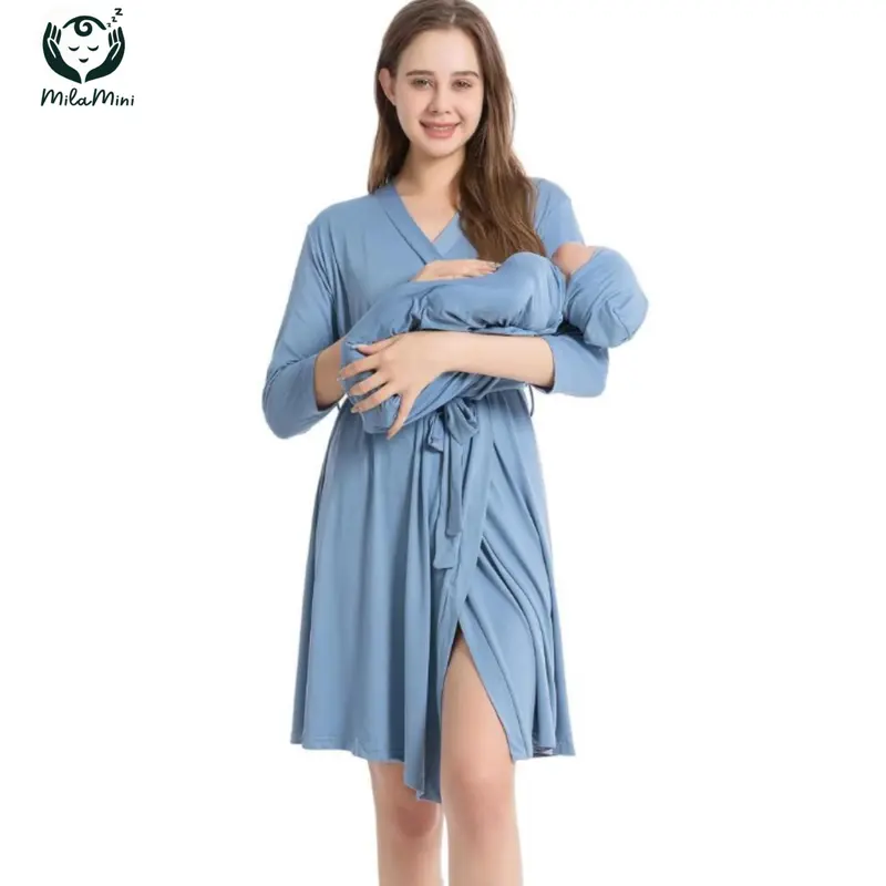 knee length dresses for ladies The Thursday Denim Maternity Midi Dress – Ingrid & Isabel main image 0