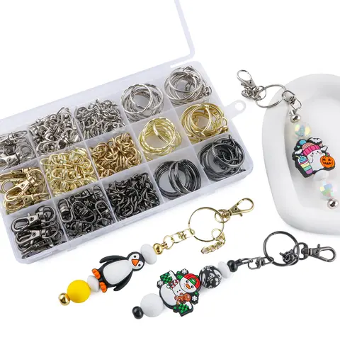 60PCS DIY Beading & Jewelry Making 01-Mixed Kit for Beads Making, Crafts, DIY Projects - Jump Rings, Clasps, Chains, Charms, Mini Dolls, Swivel Clips, Tail Extender Chains, Lobster Claw Clasps, Key Rings, Metal Parts for Lipsticks, Luggage Straps, Purses