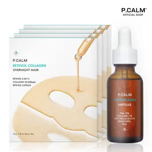 [P.CALM Official] Retinol & Collagen Duo Set – Ampoule 1EA + Masks 4EA for Pore Care, Firming, Hydration & Skin Revitalization