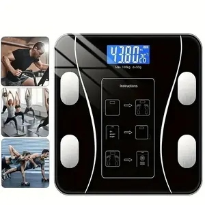 Smart Body Fat Scale Weight Scale, Body Composition Scale, Body Fat Monitor, Measures Bmi and Body Fat Ratio, LED Display, Dial, Max 180kg, Bluetooth-compatible, Battery Powered, Smart Scale with Bmi