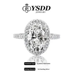 【#50 Dream Ring】5Carat Oval Shape Synthetic Moissanite Rings in 925 Sterling Silver