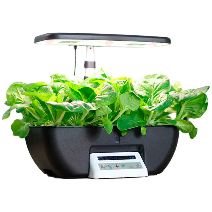 Indoor Hydroponic Garden System with LED Grow Light, Smart Control Panel, Perfect for Herbs, Vegetables and Flowers, Black