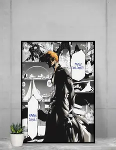 Bleach Anime Poster Ichigo Vintage Edition Manga Artwork Classic Design for Fans of Soul Society,Bleach poster, Ichigo poster, Bleach manga, Anime poster, Vintage anime poster, anime manga poster