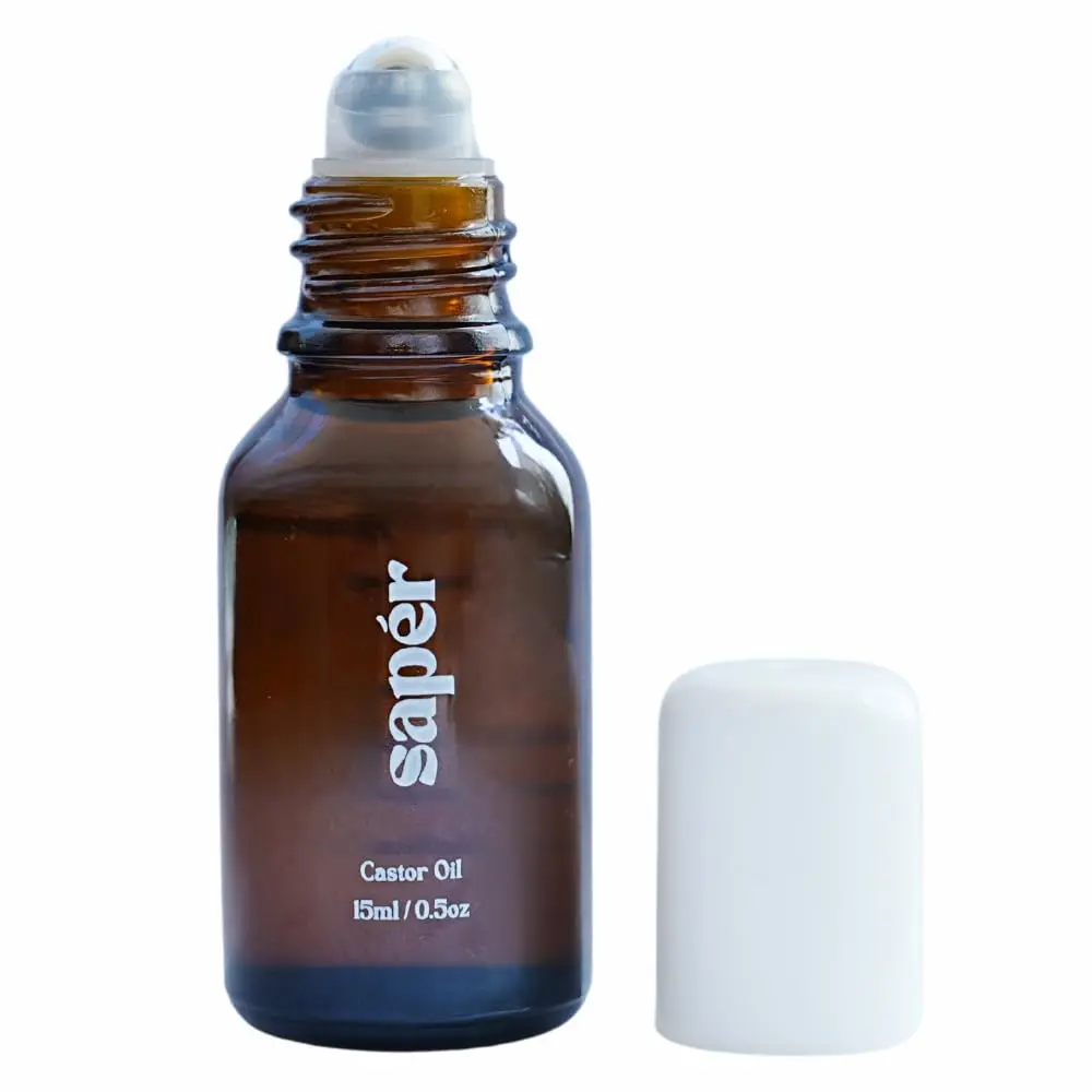 Castor Oil in Roller Glass Bottle - Certified Organic, 100% Pure, Cold Pressed, Hexane Free, Unrefined