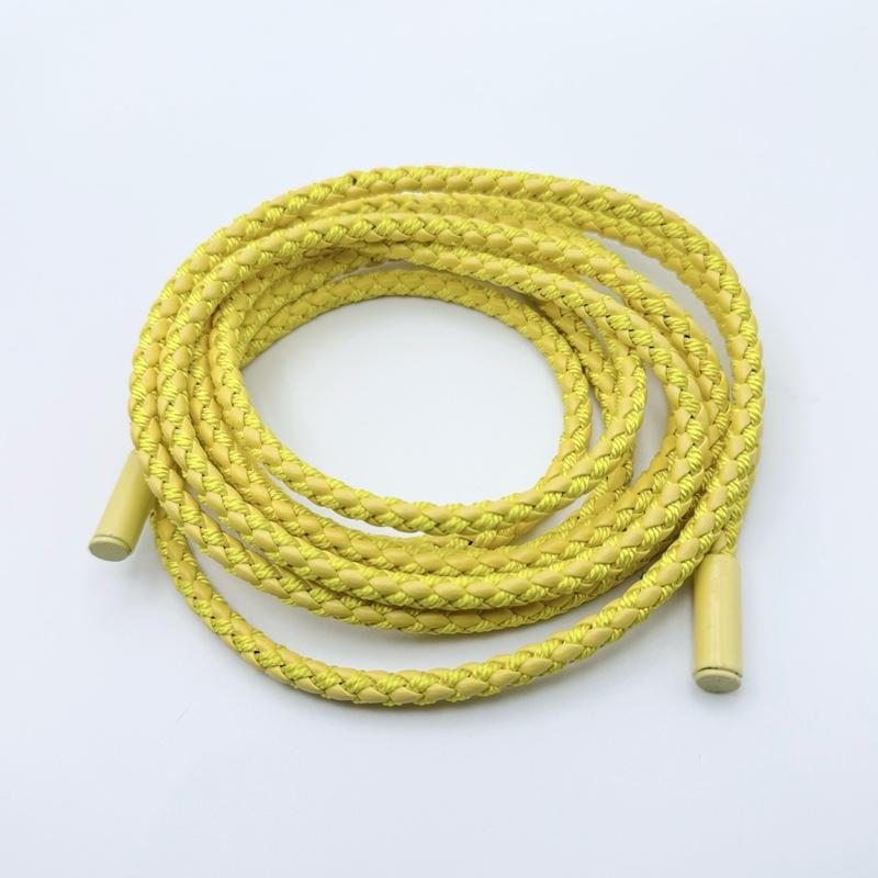 Tie-up Yellow Braided Rope belt in soft leather