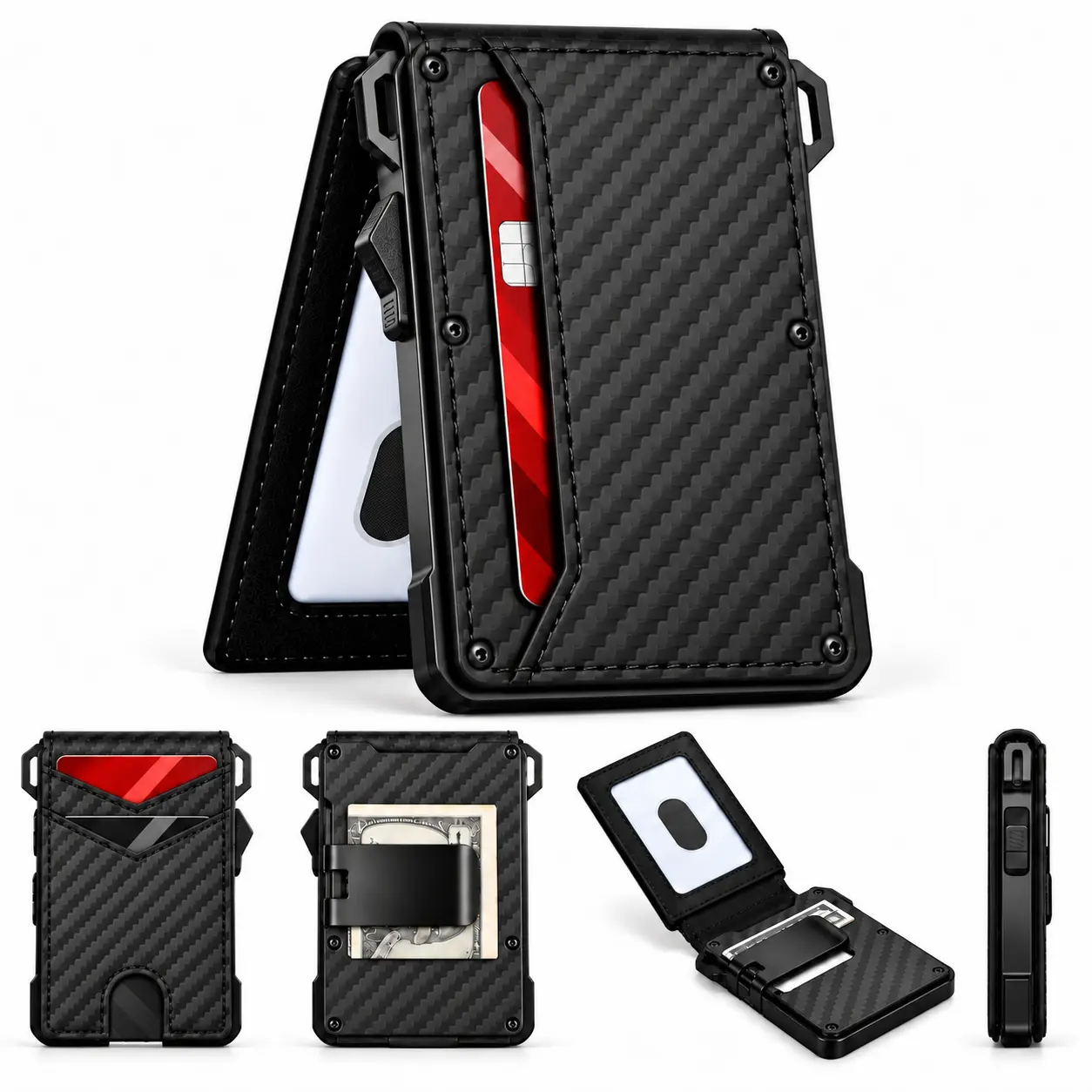 Men's RFID Bifold Slim EDC Front Pocket Card Holder - Durable Aerospace Aluminum, 5+ Cash Clip, Men's Accessory, Party Gift for Boyfriend Anniversary,Best Christmas and Birthday Gift