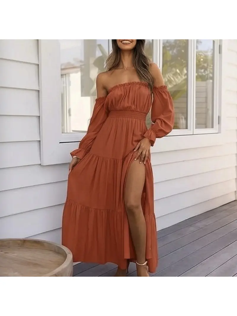 Off the ahoulder flowy dress - TikTok Shop Off the ahoulder flowy dress - TikTok Shop