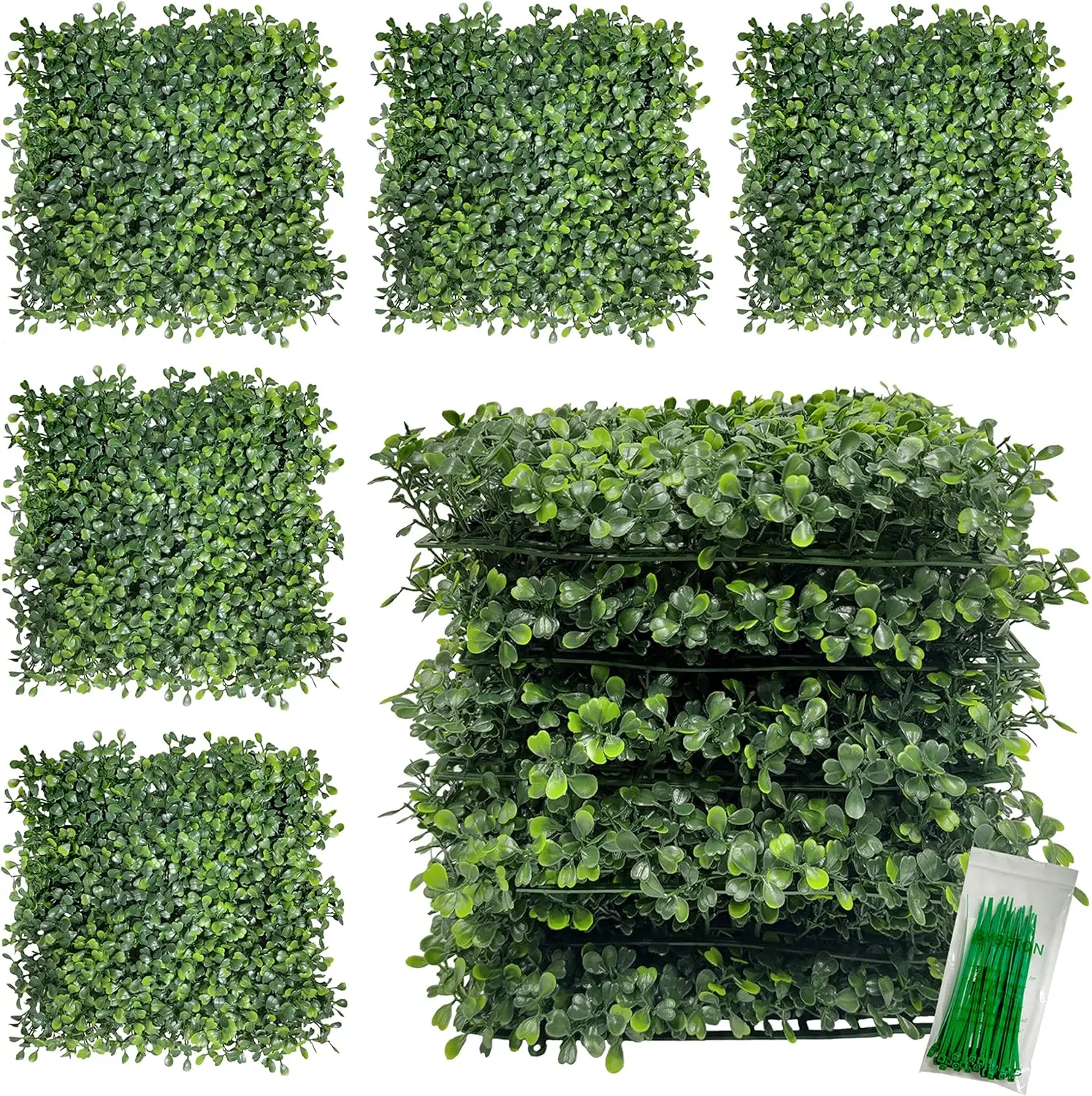 Artificial Grass Backdrop Wall,10"x 10"(8Pcs) UV-Anti Boxwood Hedge Topiary Wall Panels for Indoor Outdoor  Protected and Garden,Balcony, Fence Screen Decor