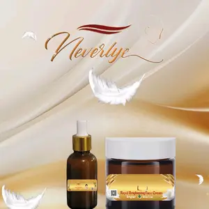 Neverlye Rapid Brightening Face 0.5 Oz Serum & 2.Oz Cream Set for Dark Circles & Pore Minimization Radiant Complexion